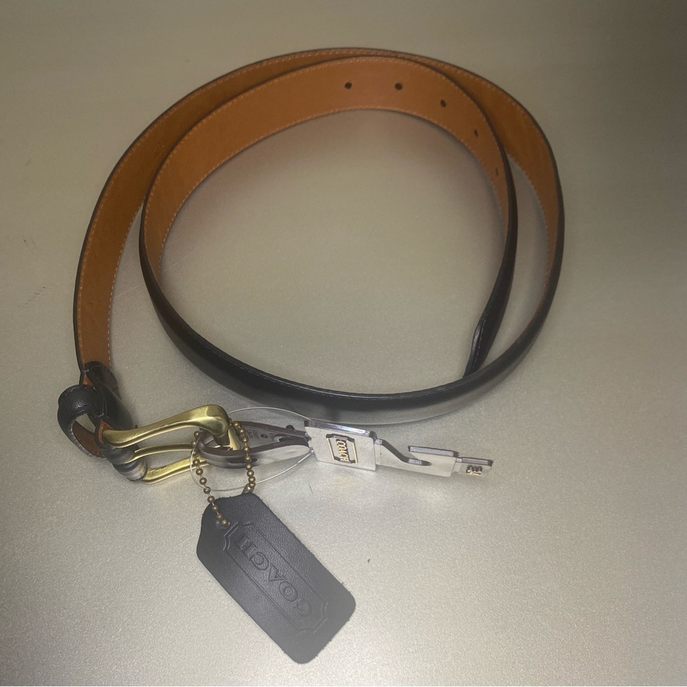 NWT Rare & Vintage Coach Belt Burnished Cowhide and Solid Brass - Size 34 Inches - Picture 2 of 10